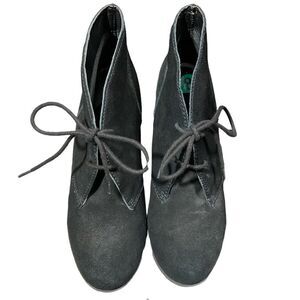 NEW White Mountain Icon Wedge Bootie Shoes Leather Suede Womens Size 8 Black